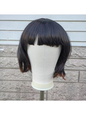 2/$20 Dark Brunette Brown With Light Brown Highlights Bob Synthetic Wig